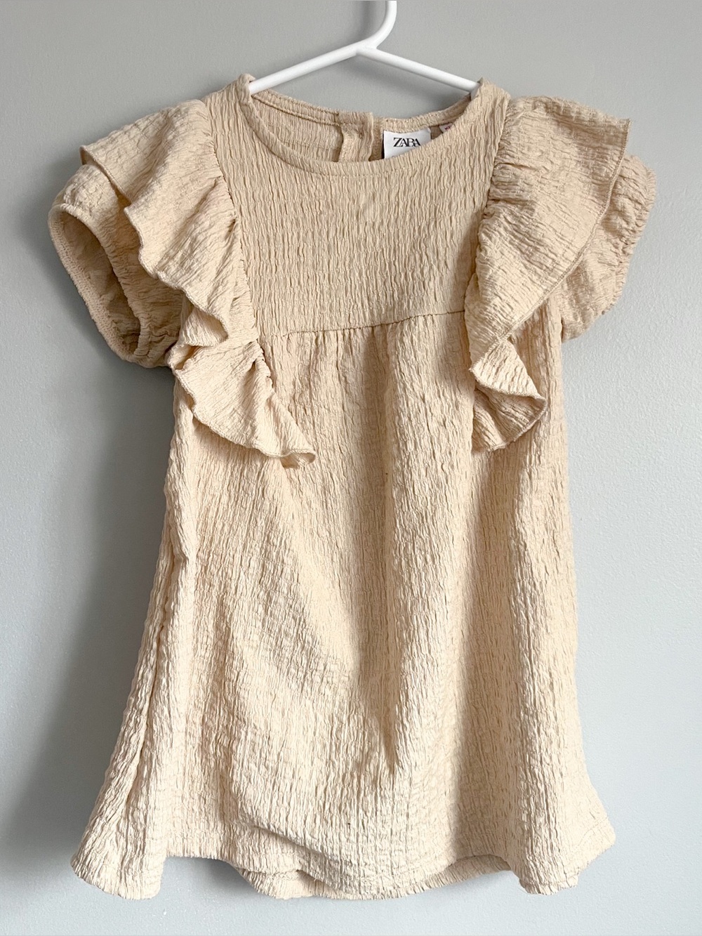 Zara Beige Neutral Dress - size 2-3 years - short sleeve summer dress
